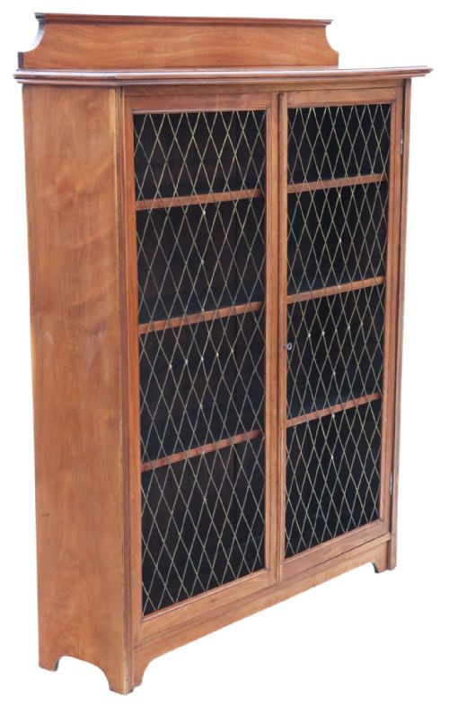 ANTIQUE C1900 FINE QUALITY WALNUT BOOKCASE ADJUSTABLE DISPLAY SHELVES - ADDITIONAL PHOTO 3