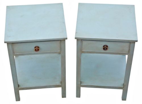 fig 1. Antique c.1920 Pair of Georgian Revival Painted Lamp or Bedside Tables – Fine Quality Furniture