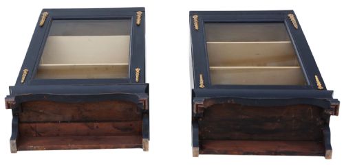 ANTIQUE PAIR OF 19TH CENTURY PAINTED PIER CABINETS BOOKCASES FINE QUALITY DISPLAY FURNITURE - ADDITIONAL PHOTO 6