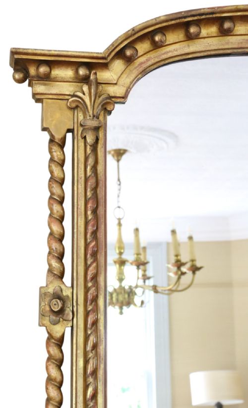 fig 1. Large 19th Century Antique Giltwood Overmantel or Wall Mirror – Ornate Gold Statement Frame