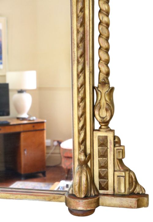 fig 2. Large 19th Century Antique Giltwood Overmantel or Wall Mirror – Ornate Gold Statement Frame