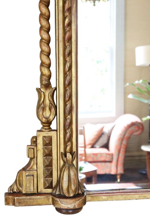 fig 4. Large 19th Century Antique Giltwood Overmantel or Wall Mirror – Ornate Gold Statement Frame