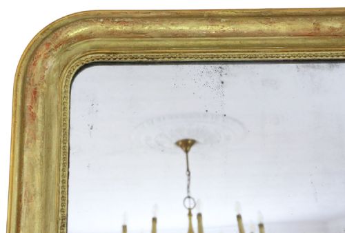 fig 1. Antique 19th Century Large Gilt Overmantel Wall Mirror – Decorative Gold Statement Frame