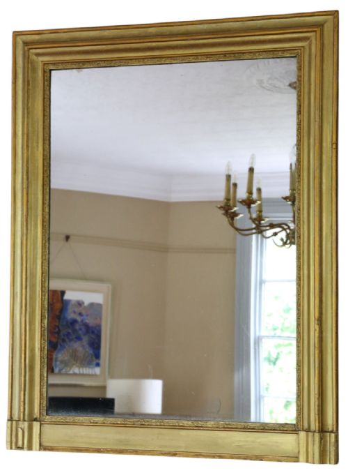 fig 1. Large 19th Century Antique Gilt Overmantel Wall Mirror – Ornate Gold Vintage Statement Frame
