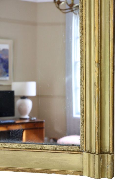 fig 3. Large 19th Century Antique Gilt Overmantel Wall Mirror – Ornate Gold Vintage Statement Frame