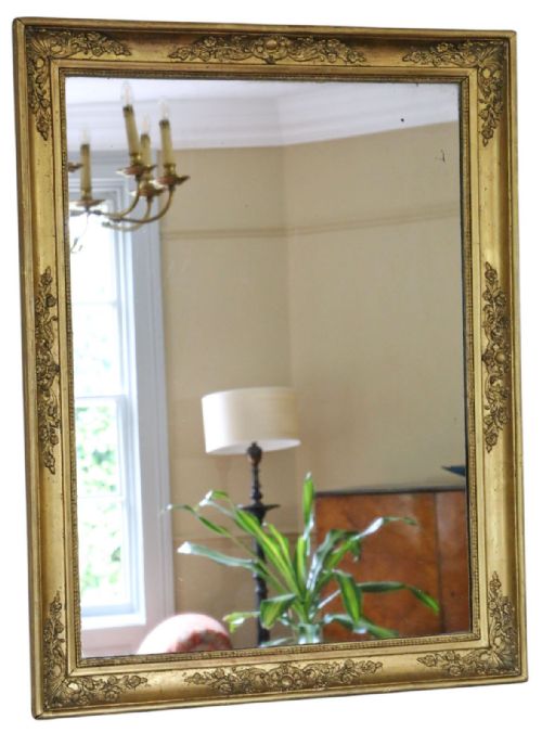 fig 2. Antique 19th Century Large Gilt Overmantel Wall Mirror – Ornate Vintage Gold Frame