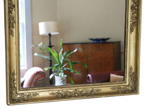 fig 3. Antique 19th Century Large Gilt Overmantel Wall Mirror – Ornate Vintage Gold Frame