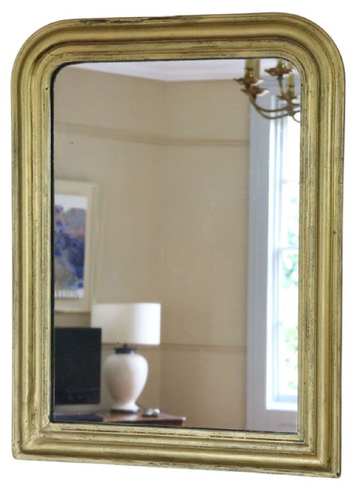 ANTIQUE 19TH CENTURY GILT OVERMANTEL WALL MIRROR ORNATE VINTAGE GOLD FRAME - ADDITIONAL PHOTO 1