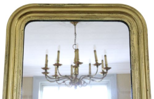 ANTIQUE 19TH CENTURY GILT OVERMANTEL WALL MIRROR ORNATE VINTAGE GOLD FRAME - ADDITIONAL PHOTO 2