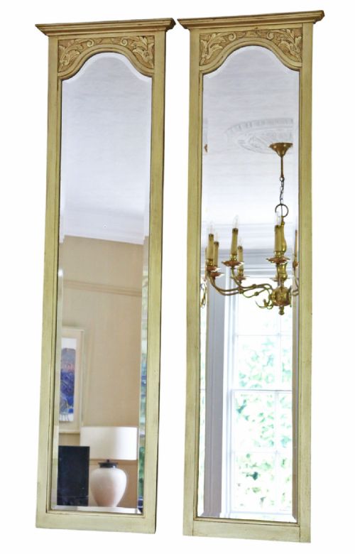 fig 1. Antique c.1910 Pair of Large Gilt Full-Height Dressing Wall Mirrors – Ornate Vintage Gold Frames