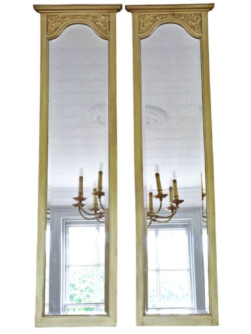 fig 3. Antique c.1910 Pair of Large Gilt Full-Height Dressing Wall Mirrors – Ornate Vintage Gold Frames