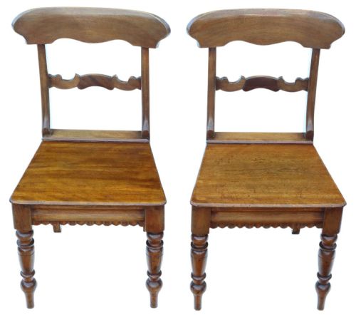 Antique 19th Century Pair of Light Mahogany Kitchen Chairs – Fine Quality Seating