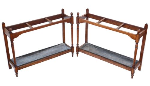 Antique Pair of Large Victorian 19th Century Oak Stick & Umbrella Stands – Country House or Hotel Hall
