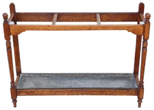 fig 1. Antique Pair of Large Victorian 19th Century Oak Stick & Umbrella Stands – Country House or Hotel Hall