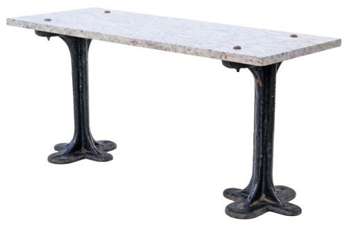 fig 1. Antique C1900 Marble & Cast Iron Table – Kitchen, Conservatory, or Garden