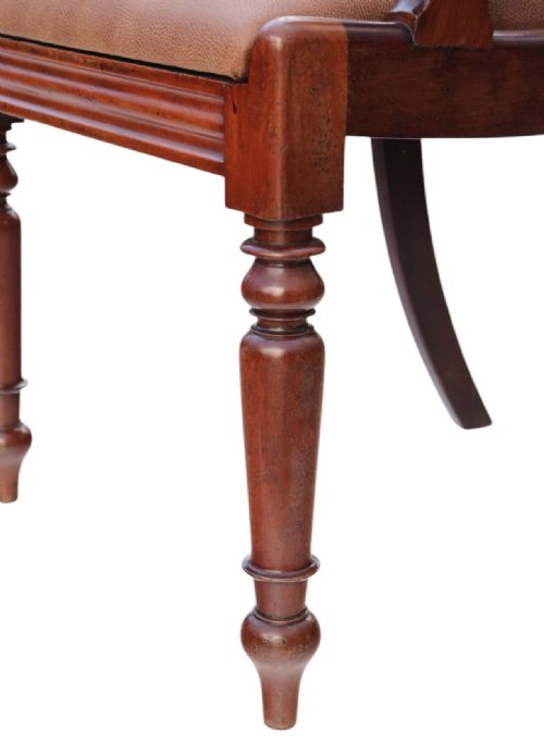 FINE QUALITY ANTIQUE 19TH CENTURY MAHOGANY SCROLLARM ELBOW CHAIR - ADDITIONAL PHOTO 4