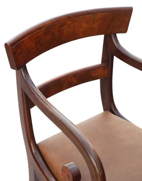 FINE QUALITY ANTIQUE 19TH CENTURY MAHOGANY SCROLLARM ELBOW CHAIR - ADDITIONAL PHOTO 2