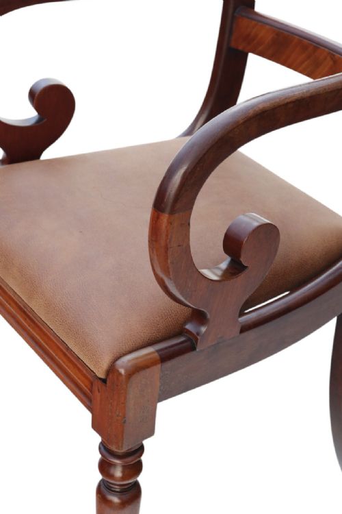 FINE QUALITY ANTIQUE 19TH CENTURY MAHOGANY SCROLLARM ELBOW CHAIR - ADDITIONAL PHOTO 3