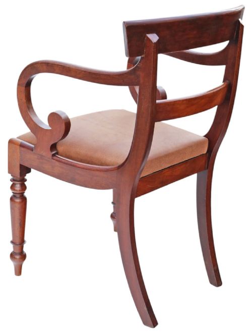 FINE QUALITY ANTIQUE 19TH CENTURY MAHOGANY SCROLLARM ELBOW CHAIR - ADDITIONAL PHOTO 5