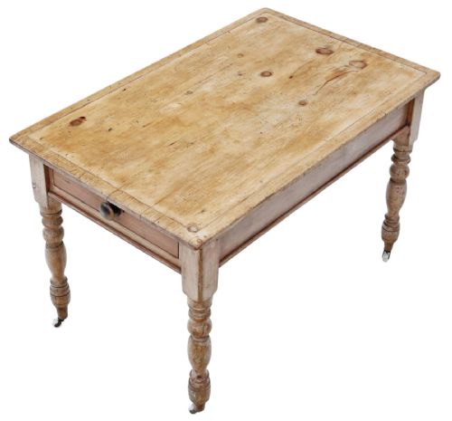 fig 1. Antique 19th Century Pine Dining Table with Two Drawers – Fine Quality