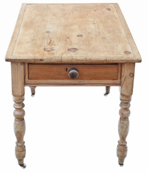 fig 2. Antique 19th Century Pine Dining Table with Two Drawers – Fine Quality