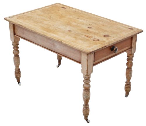 fig 3. Antique 19th Century Pine Dining Table with Two Drawers – Fine Quality
