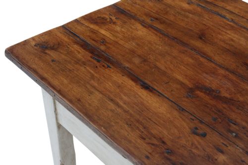 ANTIQUE 19TH CENTURY PINE DINING TABLE WITH DRAWER FINE QUALITY - ADDITIONAL PHOTO 4
