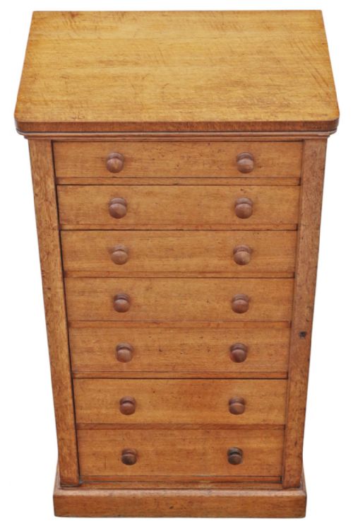 ANTIQUE 19TH CENTURY OAK WELLINGTON CHEST OF 7 DRAWERS FINE QUALITY BY EDWARDS ROBERTS - ADDITIONAL PHOTO 2