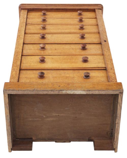ANTIQUE 19TH CENTURY OAK WELLINGTON CHEST OF 7 DRAWERS FINE QUALITY BY EDWARDS ROBERTS - ADDITIONAL PHOTO 7