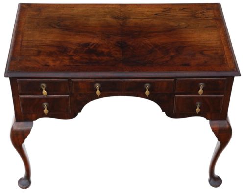 ANTIQUE C1910 WALNUT FIGURED 5DRAWER WRITING DESK FINE QUALITY - ADDITIONAL PHOTO 1