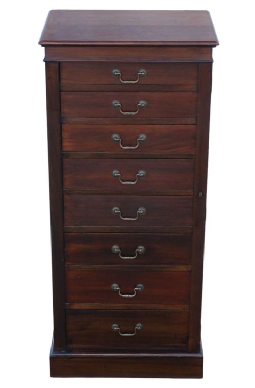 fig 1. Antique c.1915 Mahogany Wellington Chest of 8 Drawers – Fine Quality
