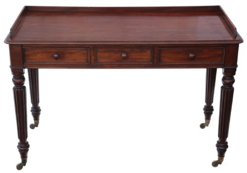 Antique 1830 Mahogany 3-Drawer Writing Desk – Fine Quality 19th Century