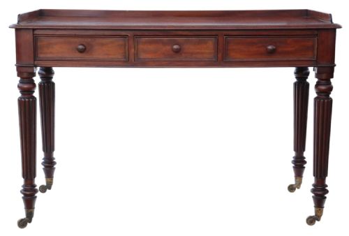 fig 1. Antique 1830 Mahogany 3-Drawer Writing Desk – Fine Quality 19th Century