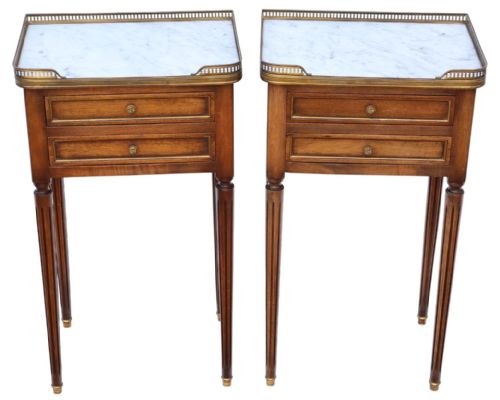 fig 1. Antique c.1925 Pair of Mahogany & Marble Bedside Tables