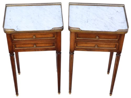 fig 2. Antique c.1925 Pair of Mahogany & Marble Bedside Tables