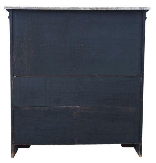 ANTIQUE 19TH CENTURY SOFTWOOD ADJUSTABLE BOOKCASE WITH ROSEWOOD VENEER AND PATINATED MARBLE TOP - ADDITIONAL PHOTO 7