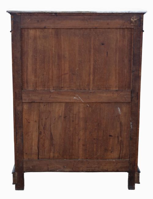 ANTIQUE 19TH CENTURY EBONISED BURR WALNUT CABINET WITH MARBLE TOP - ADDITIONAL PHOTO 5