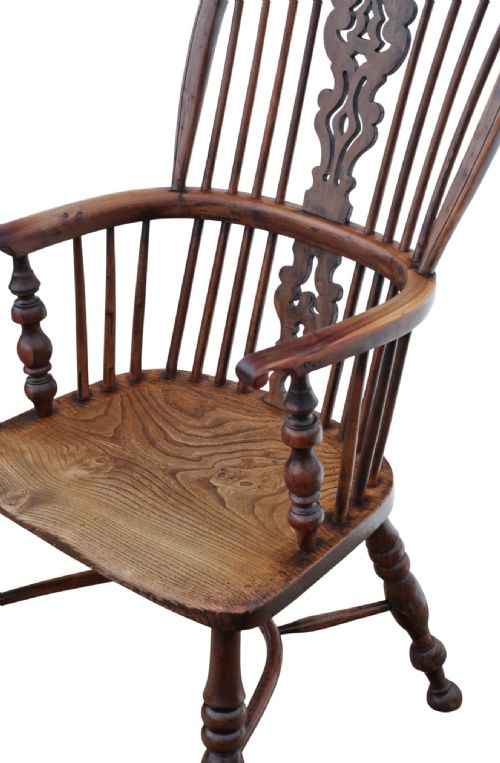 ANTIQUE 19TH CENTURY YEW ELM WINDSOR ARMCHAIR FINE QUALITY - ADDITIONAL PHOTO 3