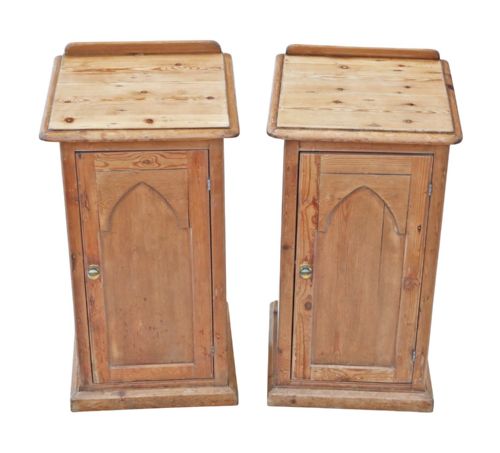 fig 1. Antique Pair of 19th Century Victorian Gothic Bedside Tables 