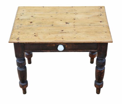 ANTIQUE 19TH CENTURY PINE KITCHEN TABLE WITH DRAWER FINE QUALITY - ADDITIONAL PHOTO 2