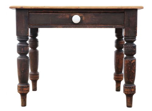 ANTIQUE 19TH CENTURY PINE KITCHEN TABLE WITH DRAWER FINE QUALITY - ADDITIONAL PHOTO 4