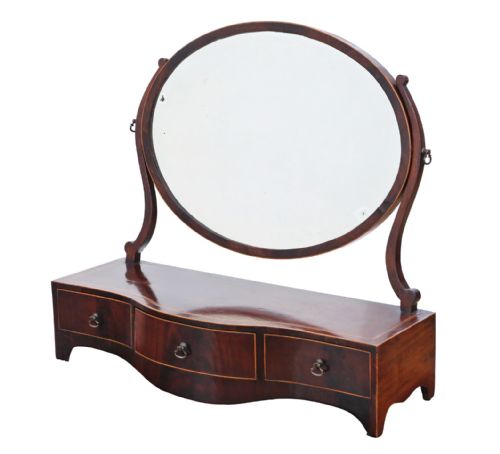 fig 1. Antique Early 19th Century Inlaid Mahogany Dressing Table Swing Mirror – Fine Quality