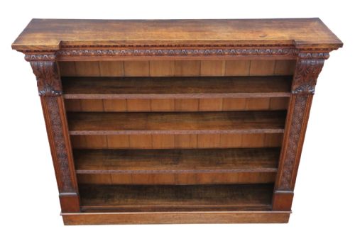 ANTIQUE 19TH CENTURY LARGE CARVED OAK BOOKCASE FINE QUALITY COUNTRY HOUSE STYLE - ADDITIONAL PHOTO 1