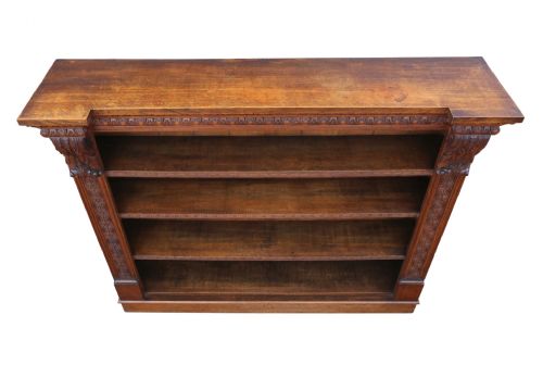 ANTIQUE 19TH CENTURY LARGE CARVED OAK BOOKCASE FINE QUALITY COUNTRY HOUSE STYLE - ADDITIONAL PHOTO 4