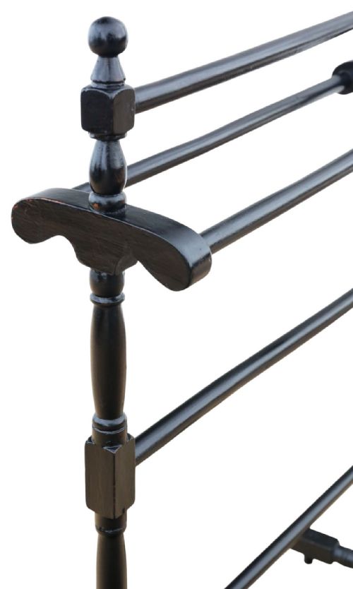 ANTIQUE C1900 BLACK EBONISED TOWEL STAND 5 RAILS - ADDITIONAL PHOTO 2