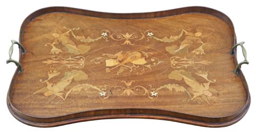 ANTIQUE FINE QUALITY INLAID MAHOGANY SERVING TRAY C1900 - ADDITIONAL PHOTO 1