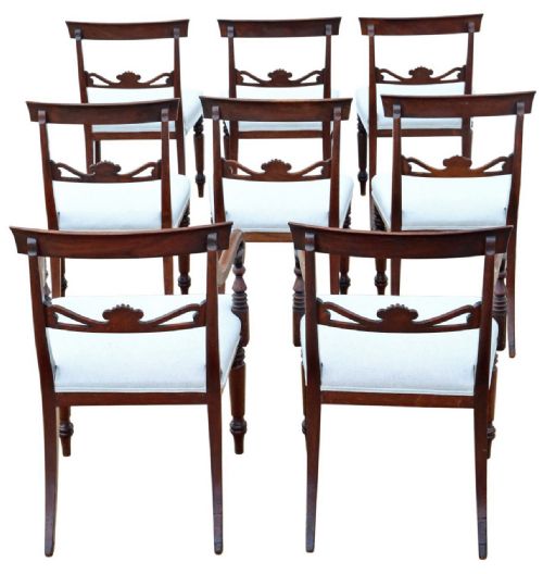 fig 1. Antique c.1825 Fine Quality Set of 8 Mahogany Dining Chairs (6+2) – 19th Century