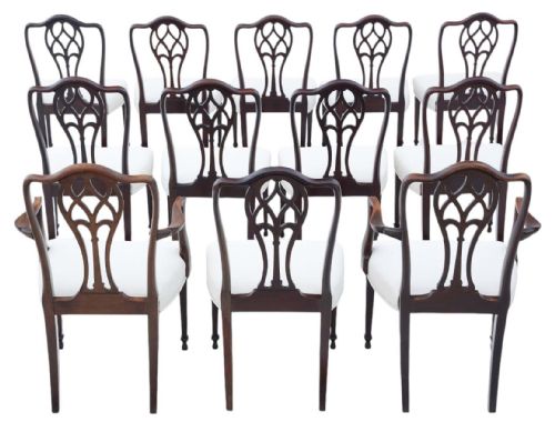 fig 1. Antique c.1900 Set of 12 Mahogany Dining Chairs – Fine Quality