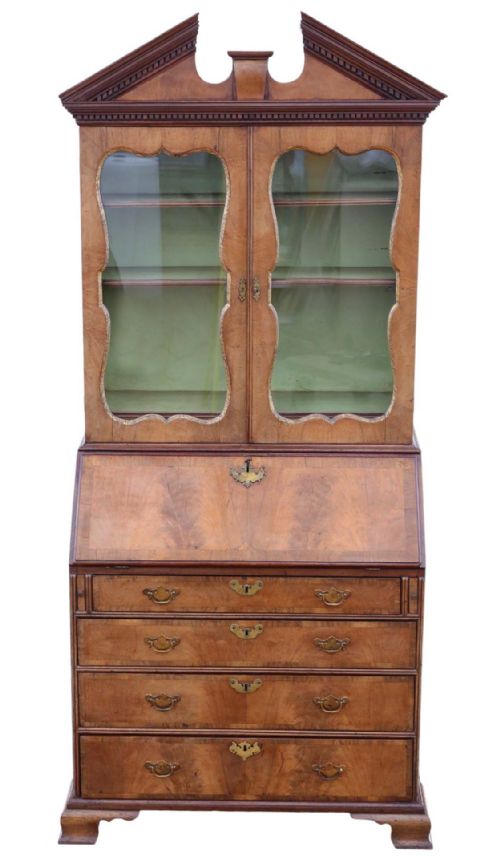 ANTIQUE 18TH CENTURY GEORGIAN LARGE WALNUT BUREAU BOOKCASE HIGHQUALITY - ADDITIONAL PHOTO 1