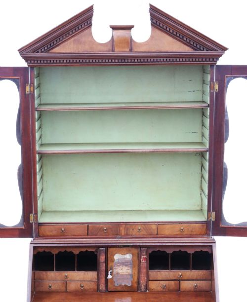 ANTIQUE 18TH CENTURY GEORGIAN LARGE WALNUT BUREAU BOOKCASE HIGHQUALITY - ADDITIONAL PHOTO 7